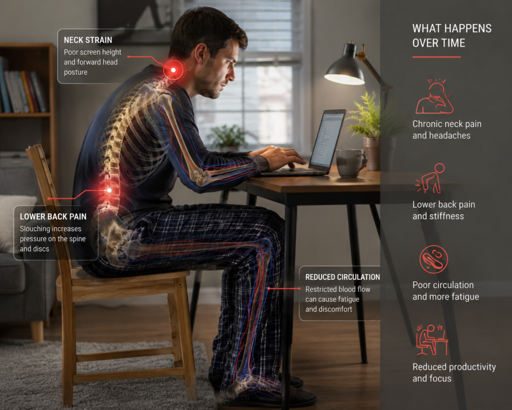 Ergonomischer Arbeitsplatz mit höhenverstellbarem Schreibtisch und ergonomischem Bürostuhl im modernen Büro.