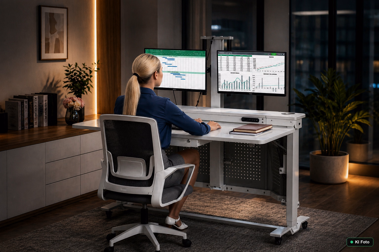 FlexiSmart Pro als ergonomischer Arbeitsplatz im Sitzmodus